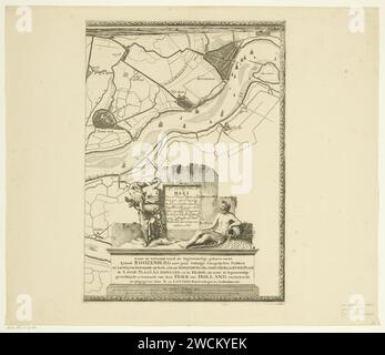 Carte des Maas de Rotterdam à la mer du Nord (quatrième partie), Joost van Geel, 1740 imprimer quatrième partie d'une carte des Maas de Rotterdam à la mer du Nord. Imprimeur : Rotterdampublisher : Amsterdampublisher : RotterdamRotterdam cartes de gravure sur papier / gravure de différents pays ou régions. cartes des villes. 'Cornucopia', Corne de l'abondance. Schiedam, dieux du fleuve. Delfshaven. Rotterdam. New Maas Banque D'Images