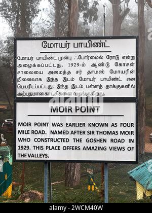 Kodaikanal, Tamil Nadu. Inde - 16 décembre 2023 : Moir point est l'un des points de vue les plus importants de Kodaikanal. Banque D'Images