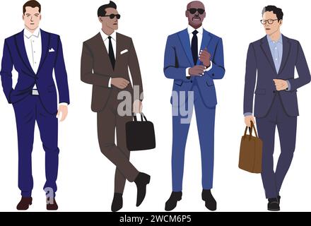 Hommes en costumes d'affaires. Hommes en costumes d'affaires. Illustration vectorielle. Illustration de Vecteur