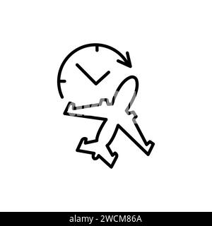 Icône de temps de vol. Design de style de dessin au trait isolé sur fond blanc Illustration de Vecteur