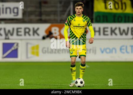 Rotterdam, Nederland. 16 janvier 2024. ROTTERDAM, NEDERLAND - JANVIER 16 : Matteo Waem d'ado Den Haag en action lors du match de 3e tour de la Toto KNVB Cup entre l'Excelsior Maassluis et ado Den Haag au Sparta-Stadion Het Kasteel le 16 janvier 2024 à Rotterdam, Nederland. (Photo Hans van der Valk/Orange Pictures) crédit : Orange pics BV/Alamy Live News Banque D'Images