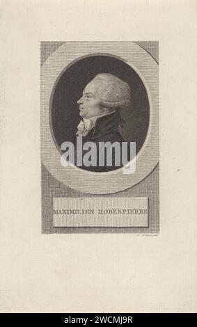 Portrait de l'avocat français Maximilien-Marie Isidore de Robespierre, Ludwig Gottlieb Portman, 1805 papier d'Amsterdam Banque D'Images