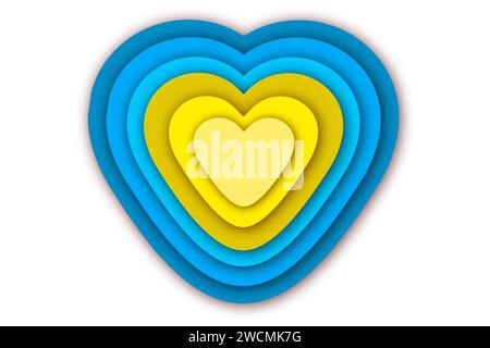 Illustration sur le thème Belle forme lumineuse coeur dans le style papier coupé, forme décorative papier coupé coeur composé de nombreux éléments de conception, forme entendre Illustration de Vecteur