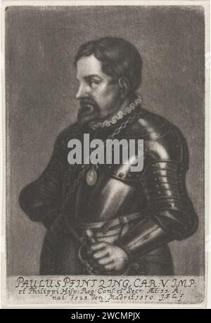 PortraT van Paul Pfinzing, Johann Friedrich Leonard, 1643 - 1680 estampe Paul Pfinzing à l'âge de 33 ans. Il porte une armure. harnais de gravure de papier Banque D'Images