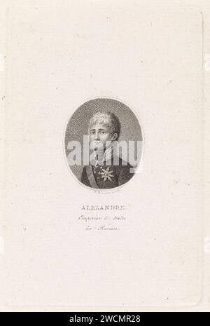 Portrait d'Alexandre I Pavlovich, Tsar van Russia, Ludwig Gottlieb Portman, 1801 - 1828 print Amsterdam papier gravure Banque D'Images