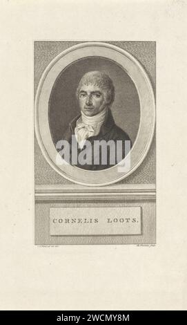 Portrait du poète néerlandais Cornelis Loots, Reinier Vinkeles (I), d'après Derk Anthony van de Wart, 1786 - 1809 estampe gravure sur papier Amsterdam Banque D'Images