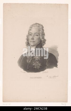 Portret van Charles-Maurice de Talleyrand, Henri Joseph Hesse, 1823 print Paris papier personnages historiques Banque D'Images