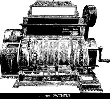 croquis de caisse vintage en noir isolé Illustration de Vecteur