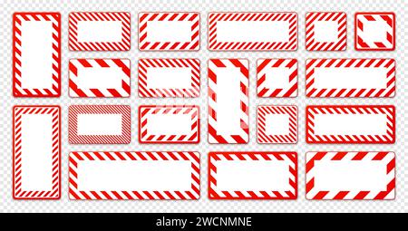 Divers panneaux d'avertissement vierges avec des lignes diagonales. Panneau jaune attention, danger ou attention, signalisation du chantier de construction. Panneau d'avis réaliste Illustration de Vecteur