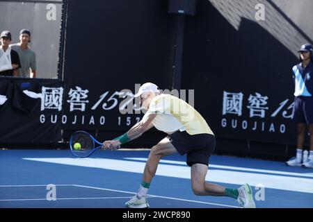 16 janvier 2024 : Melbourne, Victoria, Australie. Tournoi de tennis Open d'Australie, jour 3 : Marcos giron des États-Unis contre Jack Draper de Grande-Bretagne Banque D'Images