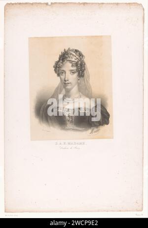 Portrait de Maria Carolina Bourbon -Sicile, duchesse de Berry, Nicolas Maurin, 1818 - 1854 imprimer Paris papier personnages historiques Banque D'Images