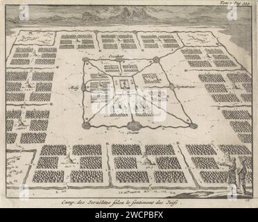 Tabernakel entouré de camps de tentes des douze tribus d'Israël, Jan Luyken, 1705 imprimer Amsterdam papier gravure les douze tribus d'Israël (pas dans le contexte biblique). Tabernacle, 'mishkan'  religion juive Banque D'Images