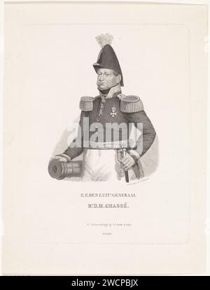 Portrait du général David Hendrik Baron chassé, Franciscus Bernardus Waanders, 1830 estampe il porte la croix de l'ordre militaire Willems. Imprimeur : Low CountriesPublisher : la Haye gravure / gravure sur papier Banque D'Images