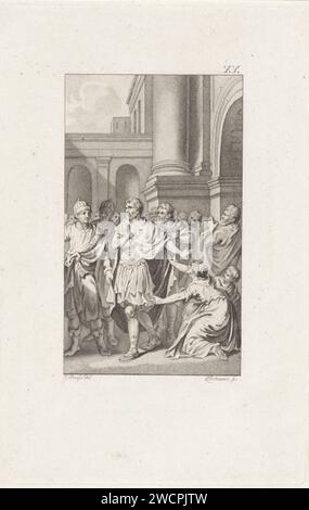 Marcus Regulus vertrek expédie Rome, Ludwig Gottlieb Portman, après James Buys, 1794 imprimer le commandant de l'armée romaine Regulus, fidèle à sa parole, retourne à l'ennemi Carthage après avoir conseillé au Sénat romain de ne pas négocier avec les Carthagers. Là, une mort de torture attendra. Journal d'Amsterdam Marcus Miriam Regulus départ pour Carthage Banque D'Images