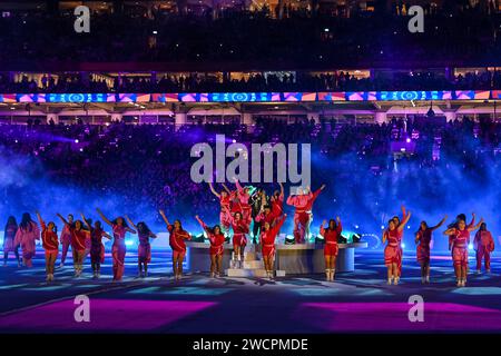 Tones et moi nous divertissons avant le match à la finale Angleterre - Espagne de la coupe du monde féminine de la FIFA 2023 Australie et Nouvelle-Zélande, Sydney, Australie 20e A. Banque D'Images