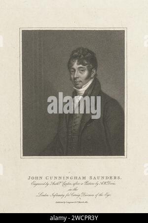 Portret van John Cunningham Saunders, Antoine Alexandre Joseph Cardon, d'après Arthur William Devis, 1811 papier de Londres. gravure Banque D'Images