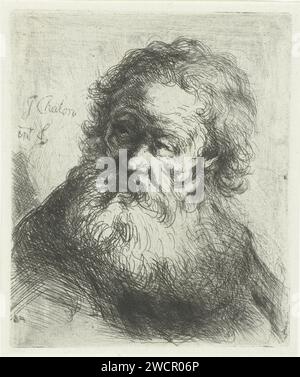 Vieil homme à la barbe, jan chalon, 1748 - 1795 imprimer un vieil homme. Buste vers la gauche. Nord des pays-Bas (éventuellement) gravure sur papier / morphologie de la pointe sèche de l'expression humaine (+ vieux mâle (être humain)) Banque D'Images