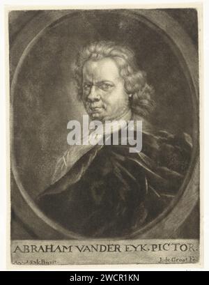 Autoportrait du peintre Abraham van der Eyk, John de Groot (II), d'après Abraham van der Eyk, 1698 - 1776 tirage gravure sur papier nord des pays-Bas Banque D'Images