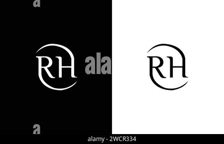 Modèle de monogramme de logo vectoriel abstrait RH Illustration de Vecteur