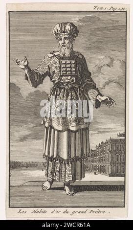 Grand prêtre en vêtements liturgiques, Jan Luyken, 1705 print Amsterdam paper gravure grand prêtre  hiérarchie des prêtres Banque D'Images