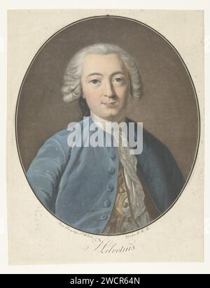 Portret van Claude Adrien Helvetius, Pierre Michel Alix, d'après Jean François Garnerey, d'après Louis Michel Van Loo, 1793 - 1795 tirage Portrait du philosophe français Claude Adrien Helvétius, dans un ovale. Papier France Banque D'Images