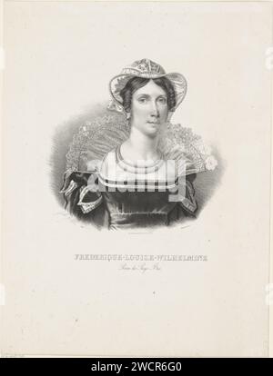 Portrait de Wilhelmina van Pruisen, P. Gillo, d'après Joseph Paelinck, tirage de 1826 Portrait de Wilhelmina. Dans la marge inférieure son nom et son titre. Document de Bruxelles Banque D'Images