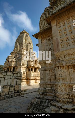 Chittorgarh, Inde - 6 janvier 2024 : Temple Meera et Temple Kumbha Shyam au fort de Chittorgarh à Chittorgarh, Rajasthan, Inde. Banque D'Images