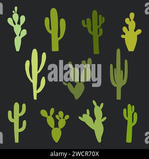 Ensemble de Silhouette Cactus Illustration de Vecteur