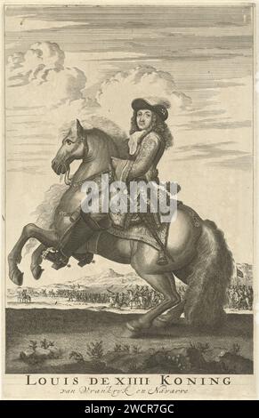 Portrait équestre de Louis XIV, roi de France, Jan Luyken, 1685 tirage Amsterdam gravure sur papier / gravure d'état équestre Banque D'Images