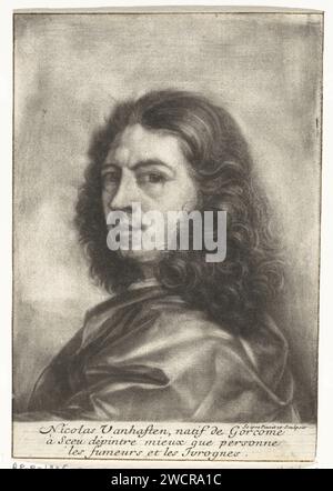 Autoportrait de Nicolaas Walraven van Haeften, Nicolaes van Haeften, 1683 - 1715 tirage Anvers gravure papier portrait, autoportrait de l'artiste Banque D'Images