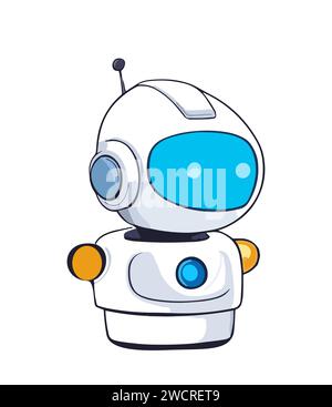 Robot, chatbot, personnage de bot ai, mascotte de dessin animé. Illustration de Vecteur