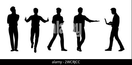 Silhouettes de Business man dans différentes poses. Illustration de Vecteur