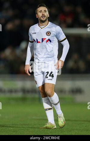 Eastleigh, Royaume-Uni. 16 janvier 2024. Le milieu de terrain du comté de Newport Aaron Wildig (24) en action lors du match de rediffusion du 3e tour Eastleigh FC contre Newport County FC Emirates FA Cup au Silverlake Stadium, Eastleigh, Angleterre, Royaume-Uni le 16 janvier 2024 Credit : Every second Media/Alamy Live News Banque D'Images