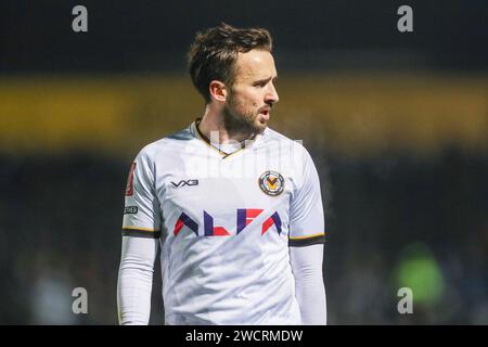 Eastleigh, Royaume-Uni. 16 janvier 2024. Le milieu de terrain du comté de Newport Aaron Wildig (24) en action lors du match de rediffusion du 3e tour Eastleigh FC contre Newport County FC Emirates FA Cup au Silverlake Stadium, Eastleigh, Angleterre, Royaume-Uni le 16 janvier 2024 Credit : Every second Media/Alamy Live News Banque D'Images