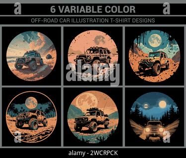 Motif de T-shirt d'illustration de voiture tout-terrain Illustration de Vecteur