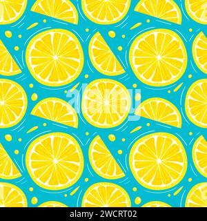 Motif sans couture été citron dans un style minimaliste. Fruits exotiques tropicaux, feuilles. Nourriture saine. Pour menu, café, papier peint, tissu, emballage Illustration de Vecteur