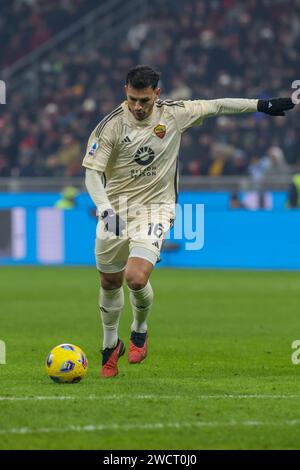 Janvier 14 Milan - Italie - sport, football - Milan vs Roma Championnat d'Italie 2023/2024 - Stade G. Meazza - dans l'image : Leandro Paredes (16 AS Banque D'Images