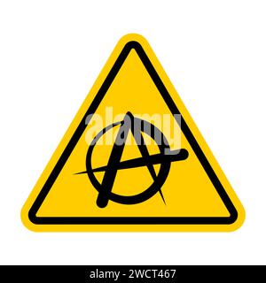 Signe d'anarchie d'attention. Attention manque de symbole d'alimentation organisé Illustration de Vecteur