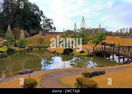 Parc Gyokuseninmaru un jardin japonais historique à Marunouchi, Kanazawa, Ishikawa, Japon Banque D'Images