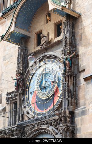 Photographie prise à Prague, République tchèque, montrant une vue de l'horloge astronomique de Prague (Staroměstský Orloj en tchèque), également connue sous le nom de Old Tow Banque D'Images