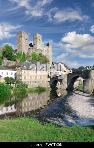 Village médiéval de Runkel à la rivière Lahn,Westerwald,Rhénanie-Palatinat,Allemagne Banque D'Images