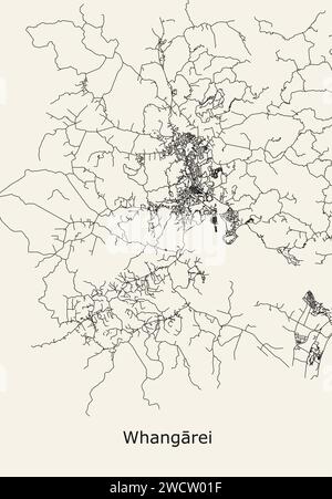 Carte routière DE la ville de Whangarei, Nouvelle-Zélande Illustration de Vecteur