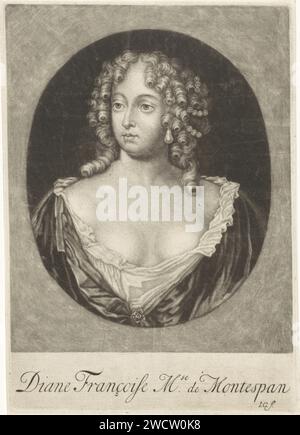 Portret van Françoise Athenaïs de Rochechouart, Jacob Gole, 1670 - 1724 tirage Portrait de Françoise Athénaïs de Rochechouart de Mortemart (1641-1707), Markiezin van Montenspan, dame de cour et maîtresse de Lodewijk XIV Gravure sur papier Amsterdam Banque D'Images