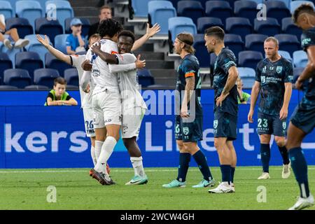 Sydney, Australie. 13 janvier 2024. Émotions mitigées comme score d'Adelaide United. Sydney FC vs Adelaide United. Unissez-vous autour. ISUZU Ute A-League hommes. Allianz Stadium. Sydney. Australie (Joe SERCI/SPP) crédit : SPP Sport Press photo. /Alamy Live News Banque D'Images