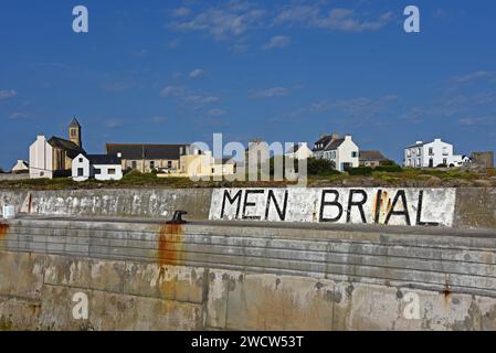 Hommes Brial Landing stage, Ile-de-sein, Finistère, Bretagne, France, Europe Banque D'Images