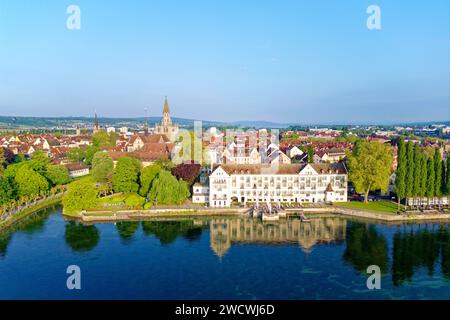 Allemagne, Bade Wurtemberg, Lac de Constance (Bodensee), Constance, Steigenberger Inselhotel et Cathédrale (Münster) (vue aérienne) Banque D'Images