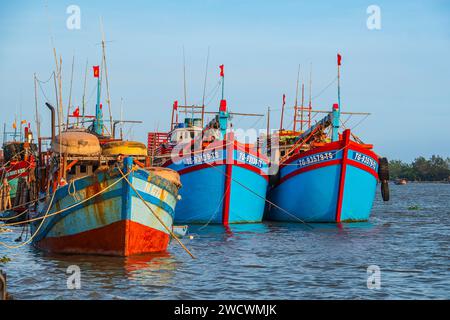 Vietnam, Delta du Mékong, My Tho, port de pêche sur le Mékong Banque D'Images