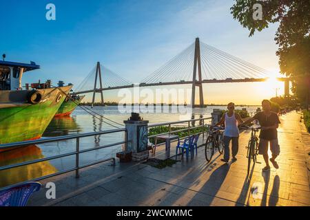 Vietnam, Delta du Mékong, My Tho, pont Rach Mieu sur le Mékong Banque D'Images