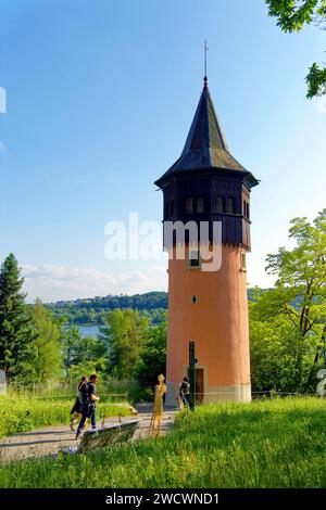 Allemagne, Bade Wurttemberg, Lac de Constance (Bodensee), Île de Mainau, Île-jardin sur le Lac de Constance, Tour Schwedenturm Banque D'Images