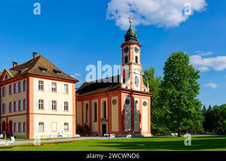 Allemagne, Bade Wurttemberg, lac de Constance (Bodensee), île Mainau, île jardin sur le lac de Constance, château et église Banque D'Images